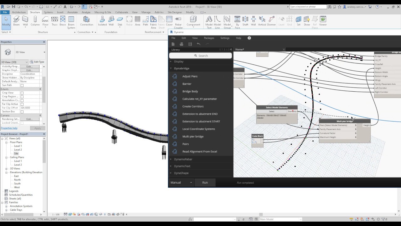 Bridge modelling with Dynabridge Dynamo package