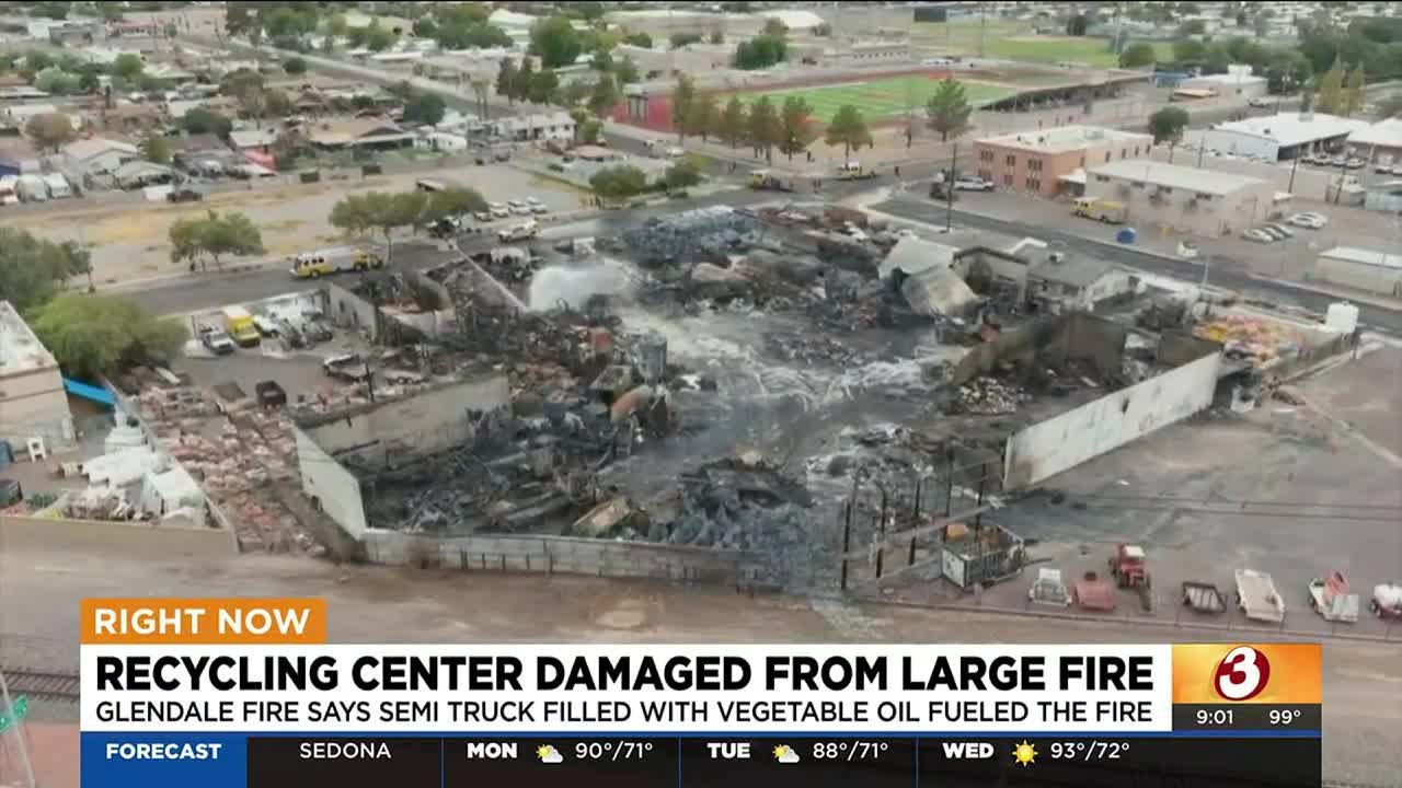Glendale recycling center damaged from large fire