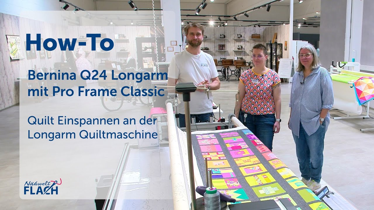 Bernina Q24 Longarm: Dorthe Niemann und Carmen Büttner spannen einen neuen Quilt ein
