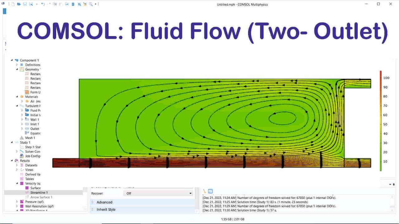 COMSOL: Fluid Flow (Two Outlet)