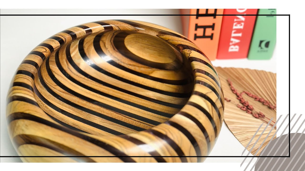 Teak Wood and Resin Turning &ndash; Stunning Striped Bowl on the Lathe