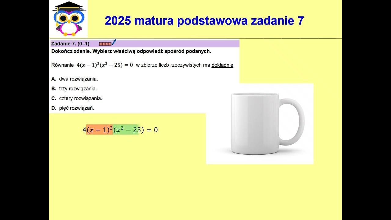 07 PP 2025 Matura matematyka poziom podstawowy, termin dodatkowy, czerwiec. zadanie 7. Równanie