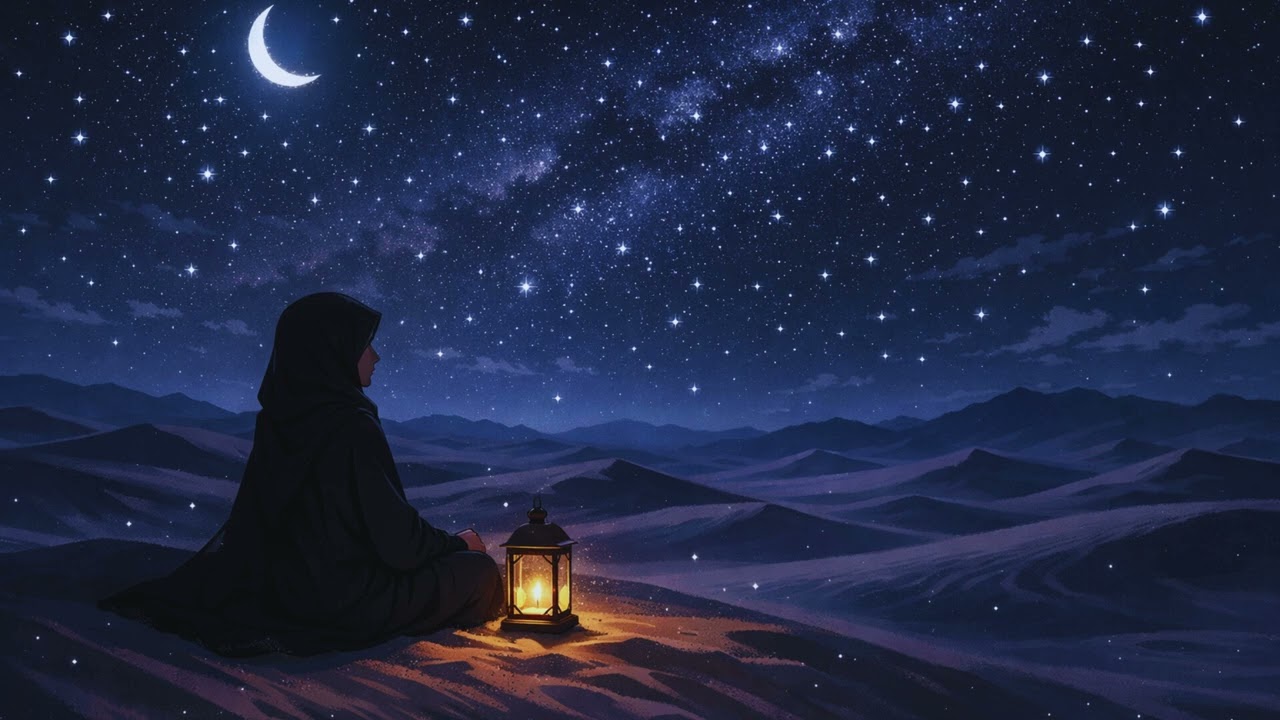 Soft Crescent Moon Night 🌙 Relaxing Qur’an Recitation Ambience
