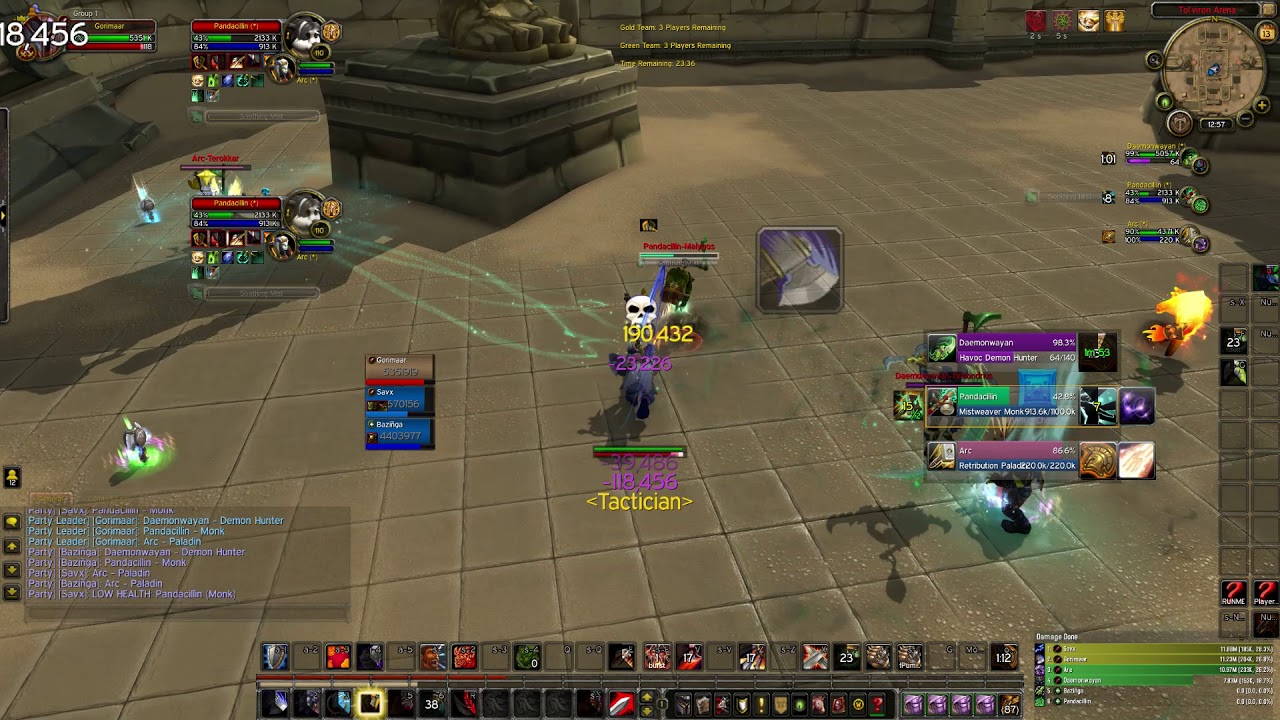 Arms Warrior 3v3 arena vs. DH/Ret/MW