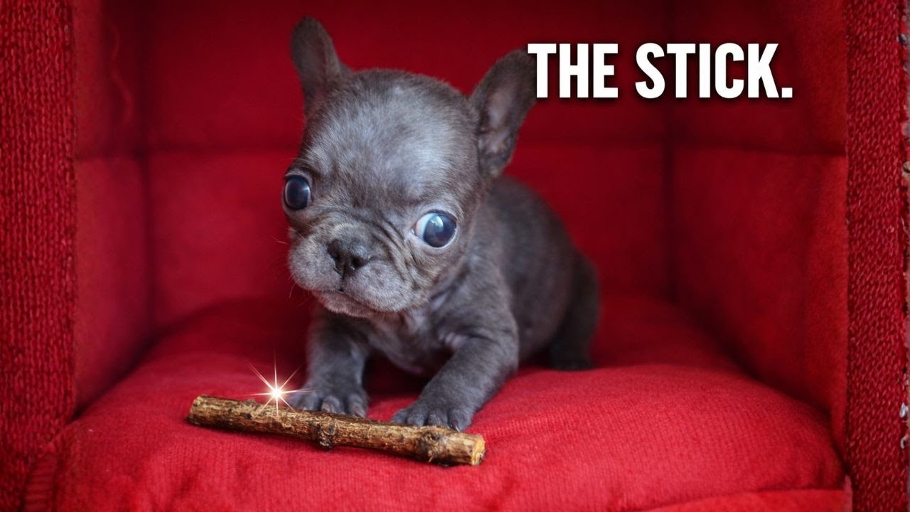 Tiny Frenchie Treats a Stick Like a National Treasure 😆🐾