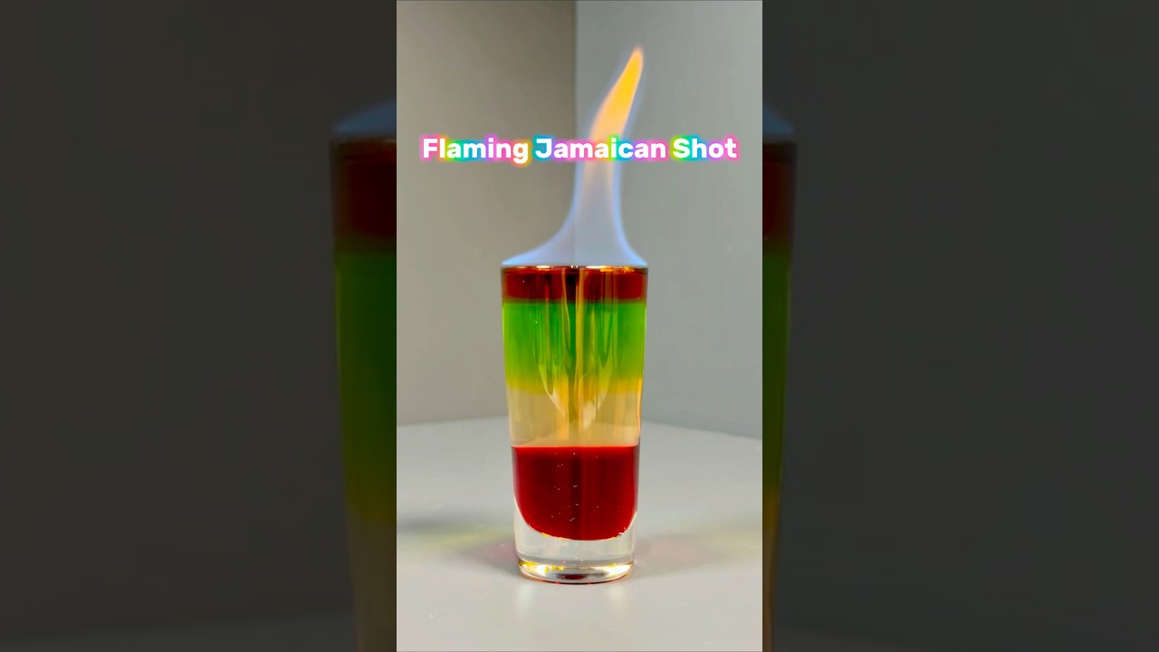 Flaming Jamaican Shot 🔥(an easy layered shot to do at home) Recipe in the comments #homemixology