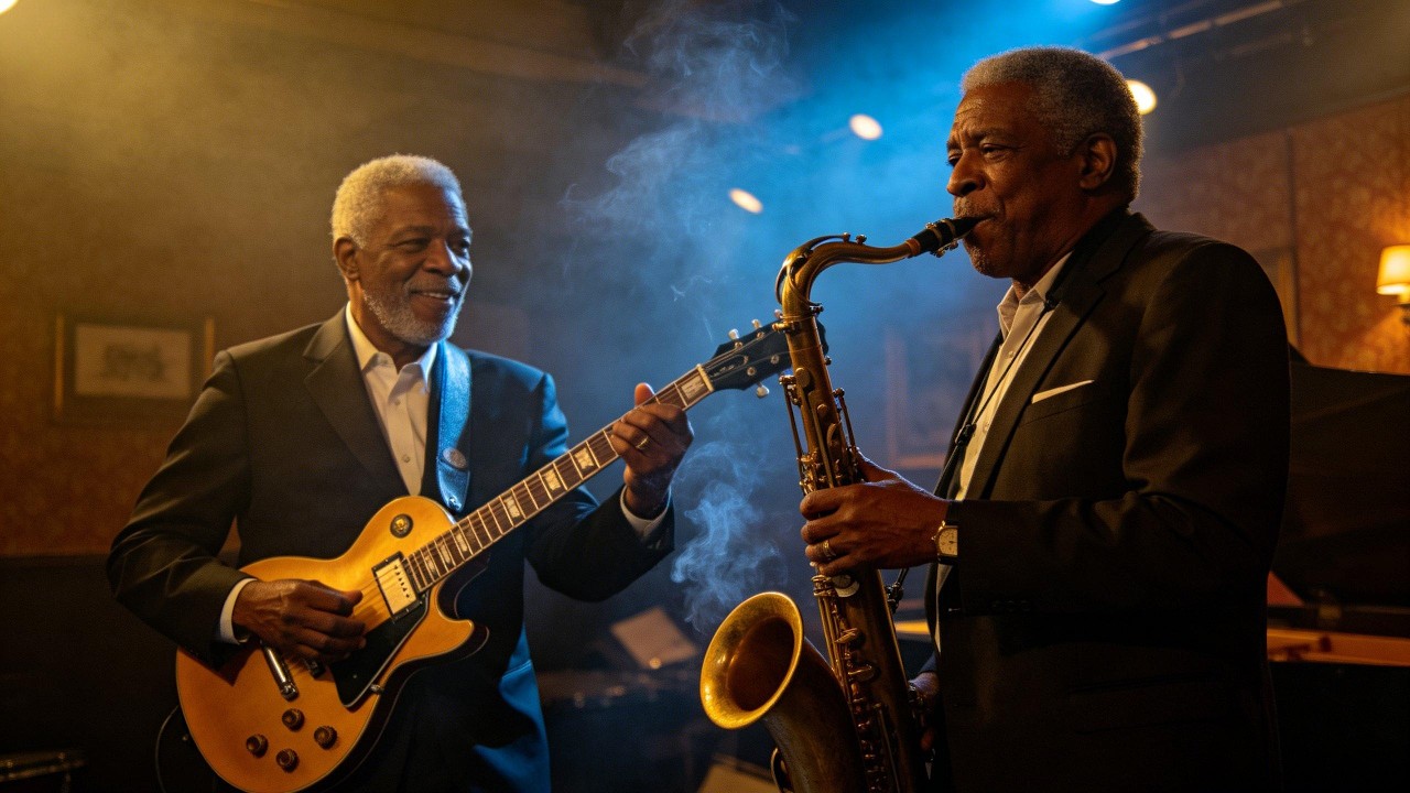Blues Groove That Keeps Moving &mdash; Guitar & Sax Session