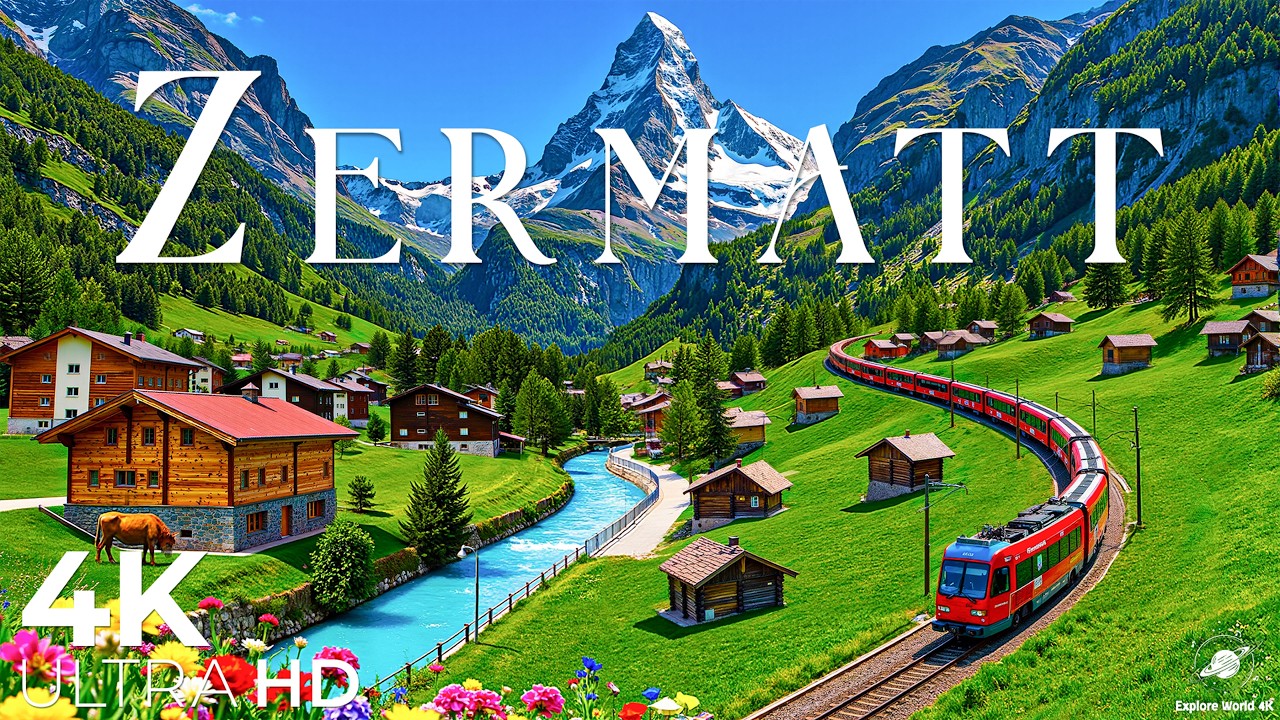 Zermatt 4K | Swiss Alpine Paradise – Matterhorn Views, Snowy Peaks & Tranquil Villages