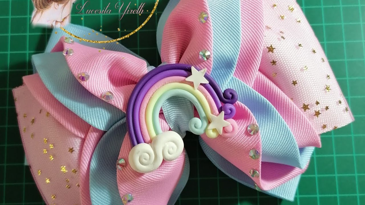 Como hacer un moño Con listón 8 cm 🎀Moño Arcoiris😍👌