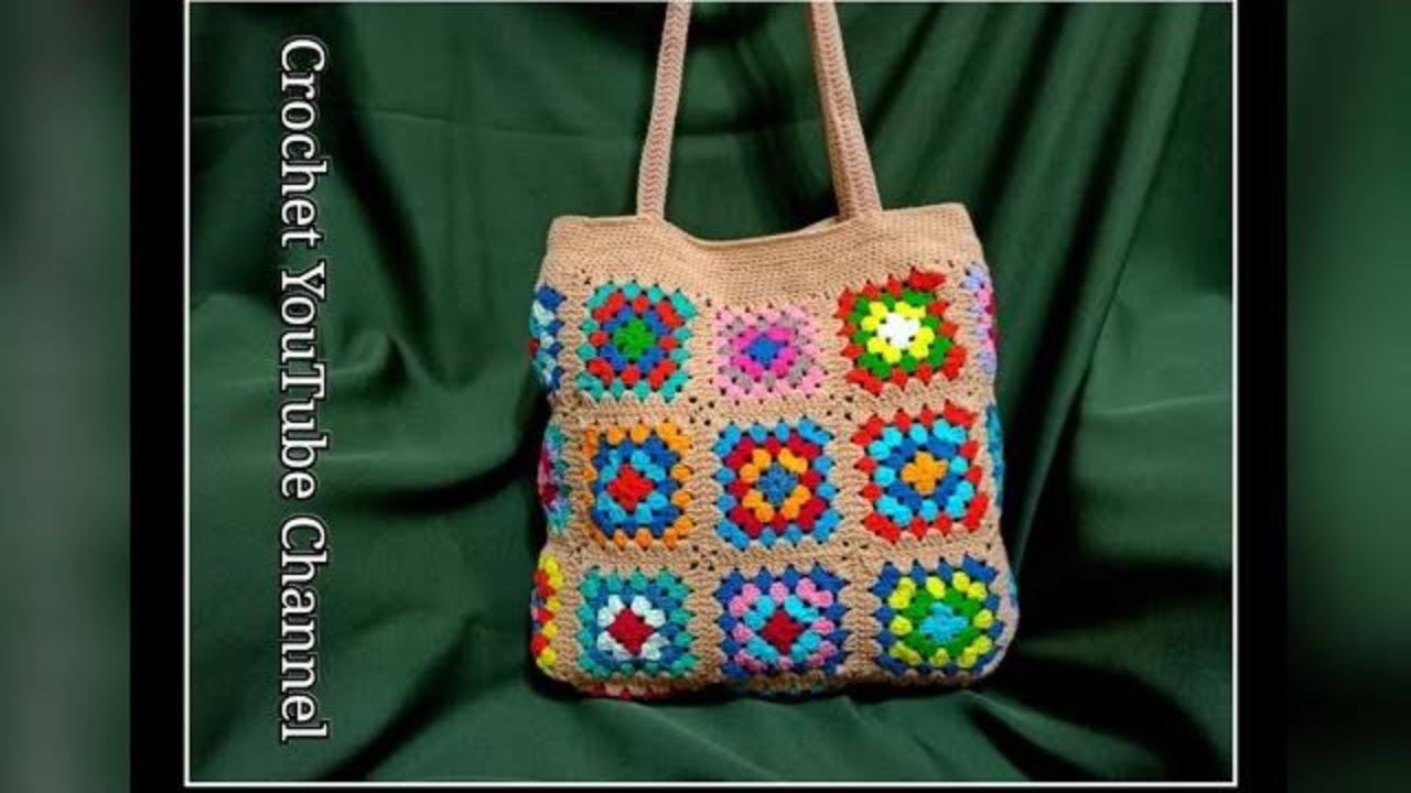 Сумка крючком из бабушкиных квадратов с подкладкой / Канал #Crochet_YouTube 🍁