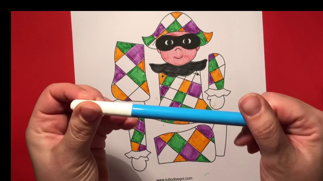 Carnevale lavoretto bambini pulcinella pagliaccio Arlecchino