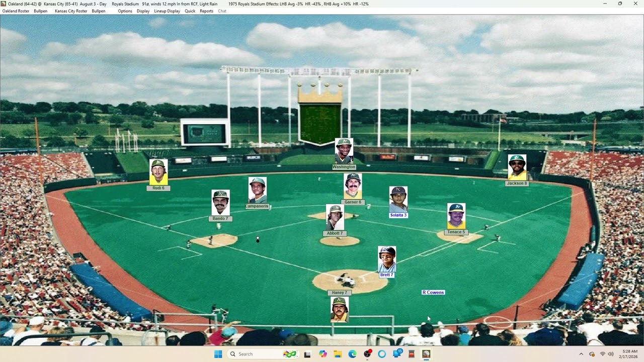 Action PC Baseball 8-3-75 Oakland at Kansas City