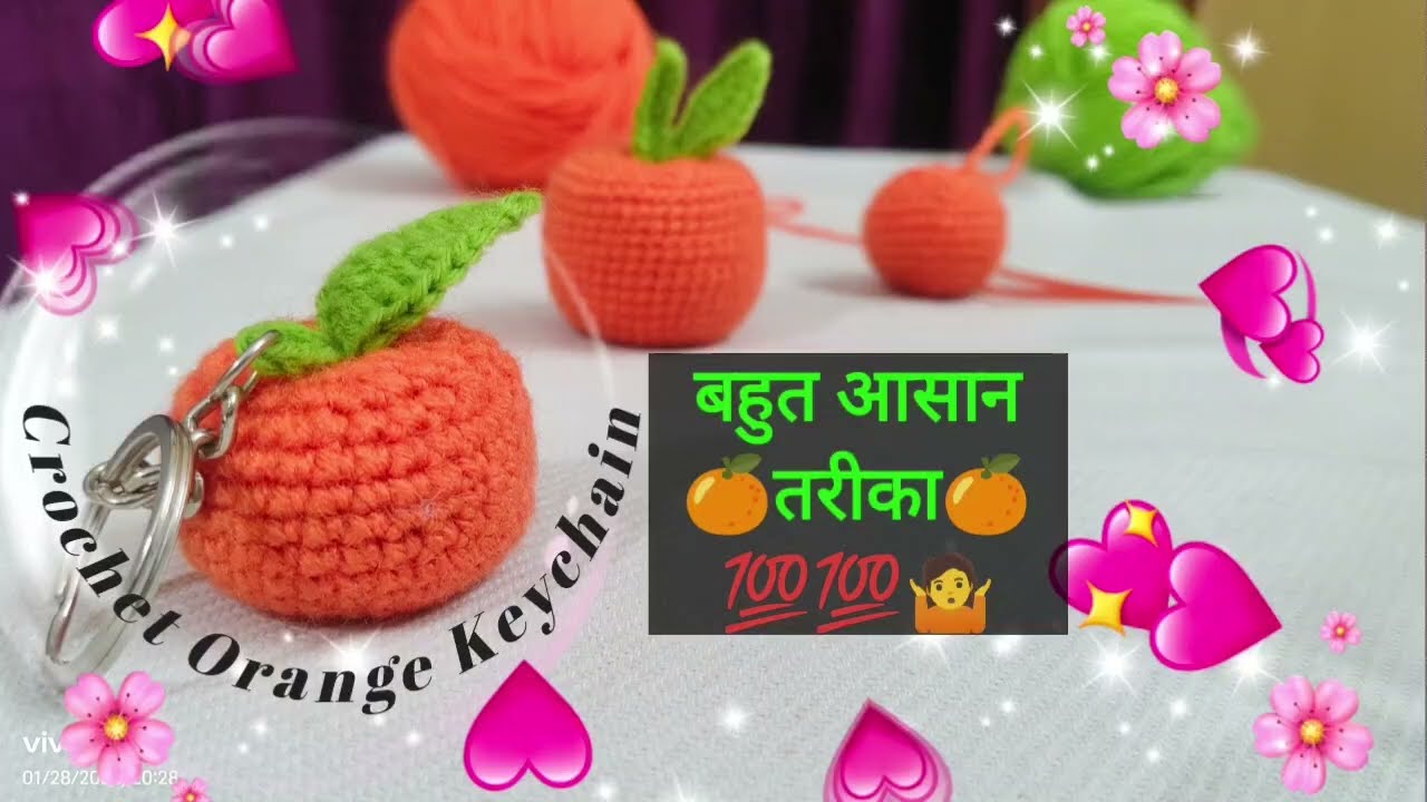 💯Crochet Orange 🍊 keychain 🔥‼️How to Orange Keychain ‼️😱ऊन से ऑरेंज कीचेन कैसे बनाएं....🍊🍊👍✅✅