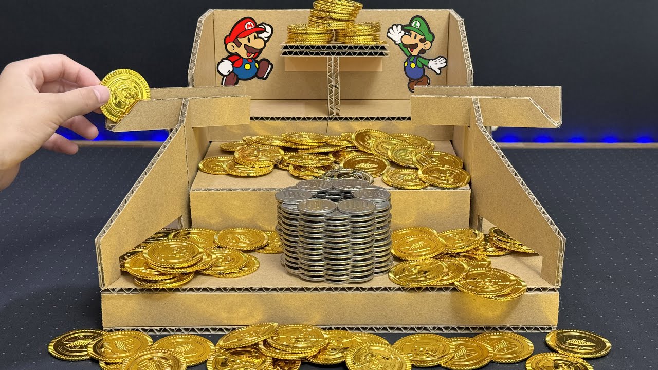 How to make Coin Pusher with cardboard. DIY. Tutorial.