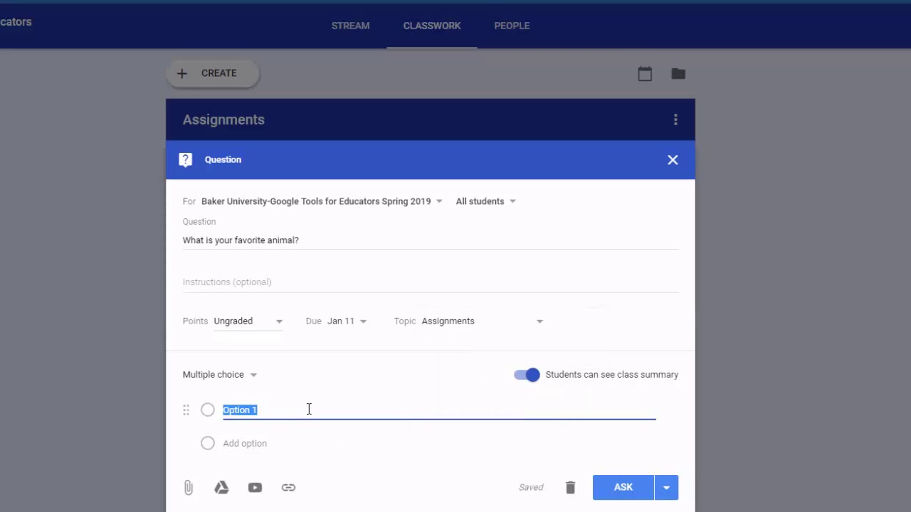 Google Classroom Poll