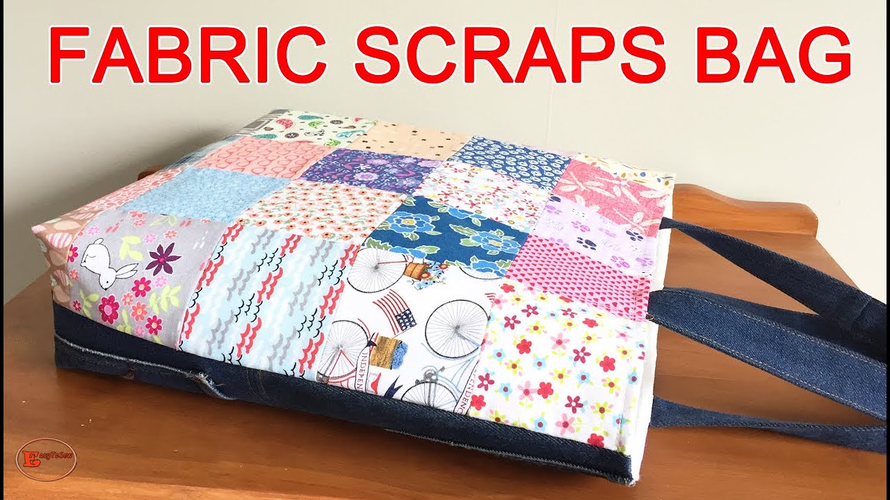 FABRIC SCRAPS SEWING PROJECTS | TOTE BAG SEWING TUTORIAL | PATCHOWORK TOTE BAG TUTORIAL | BAG SEWING