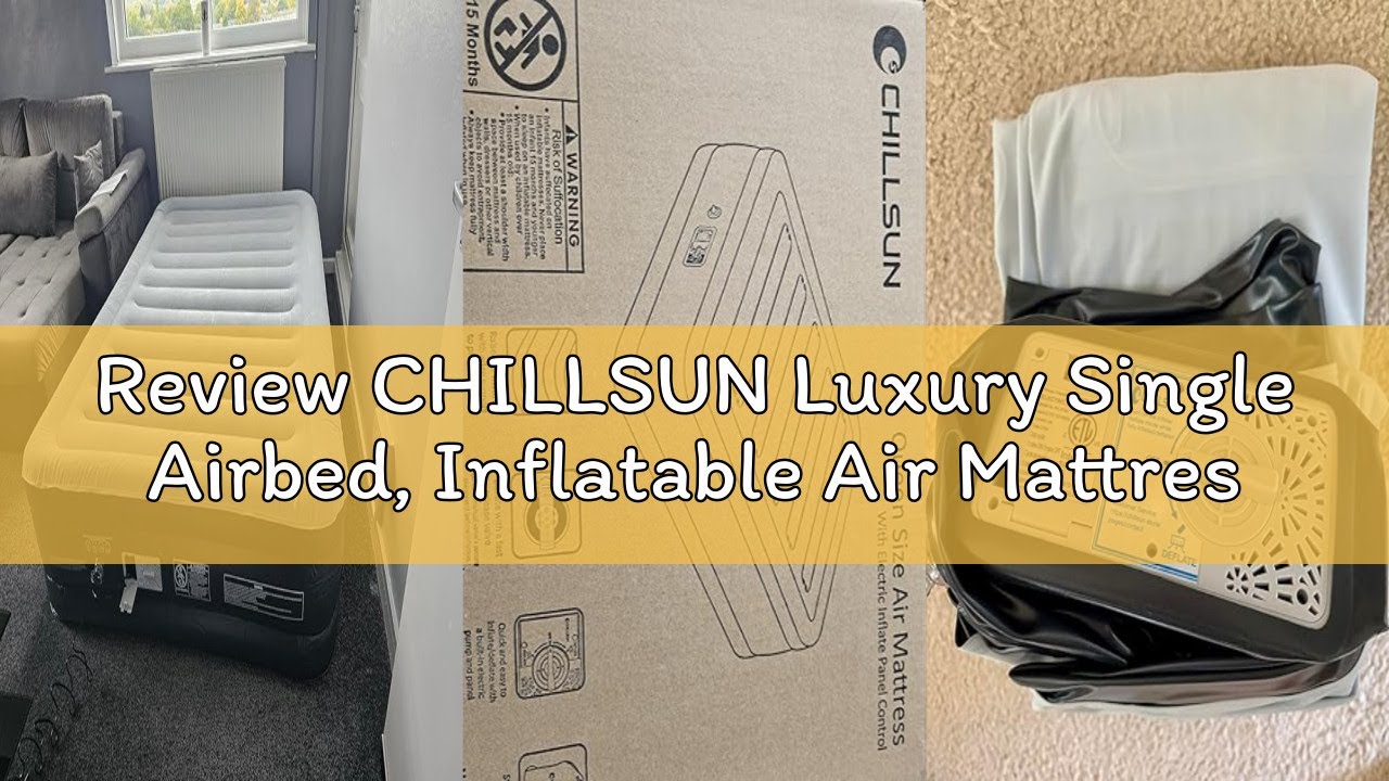 Review CHILLSUN Luxury Single Airbed, Inflatable Air Mattress with Built-in Pump, Fast Inflation/Def