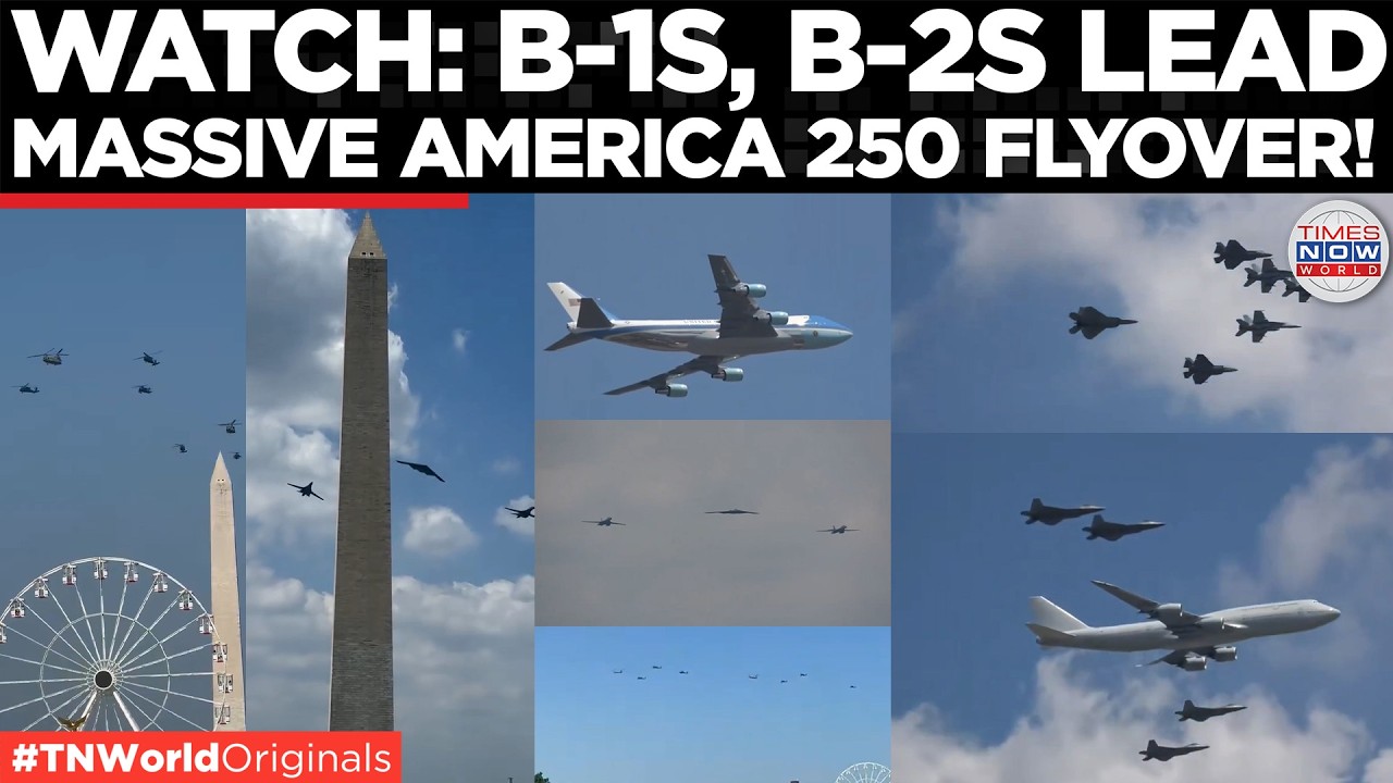 US AIR SHOW For America 250: Massive B-2 and B-1 Bombers Dominate Skies Above National Mall