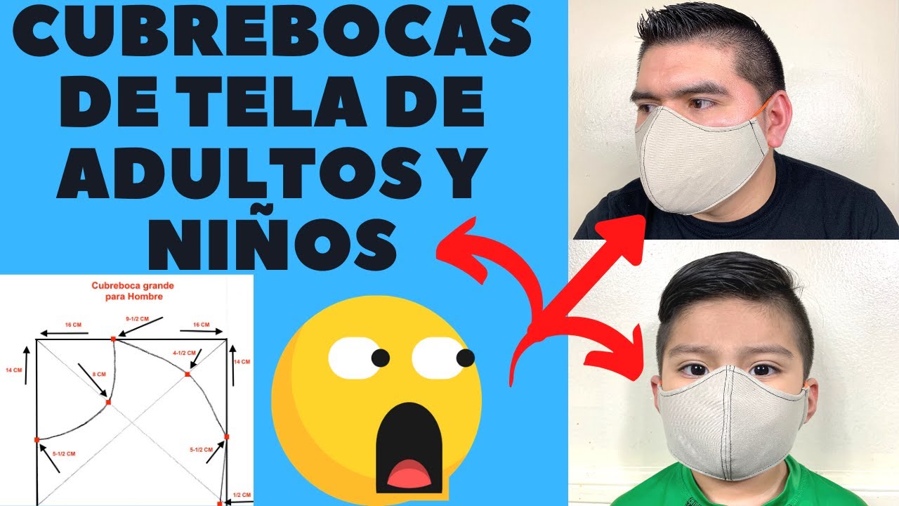 ✅Como hacer CUBREBOCAS de TELA para  Adultos y Niños [ MOLDE de CUBREBOCAS de TELA adultos y niños ]