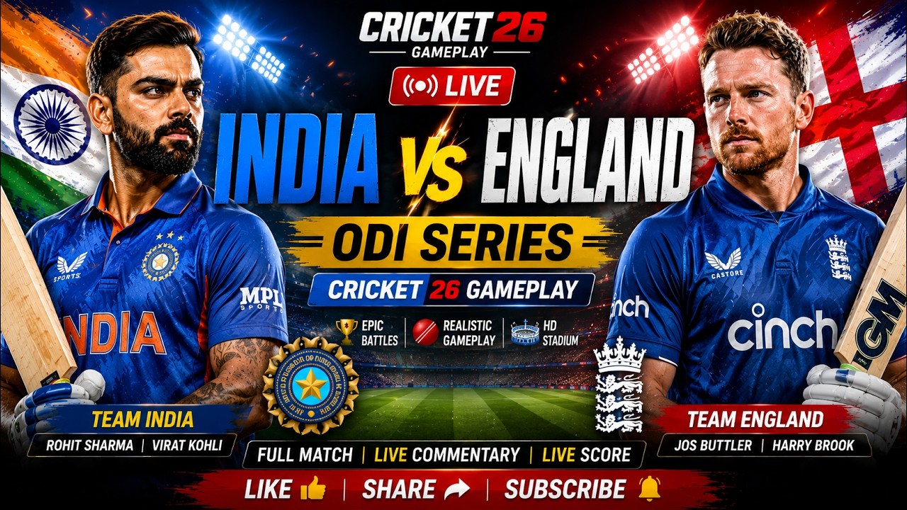 🔴 India vs England LIVE | ODI Series | IND vs ENG Live Score & Commentary | Cricket 26 #shorts
