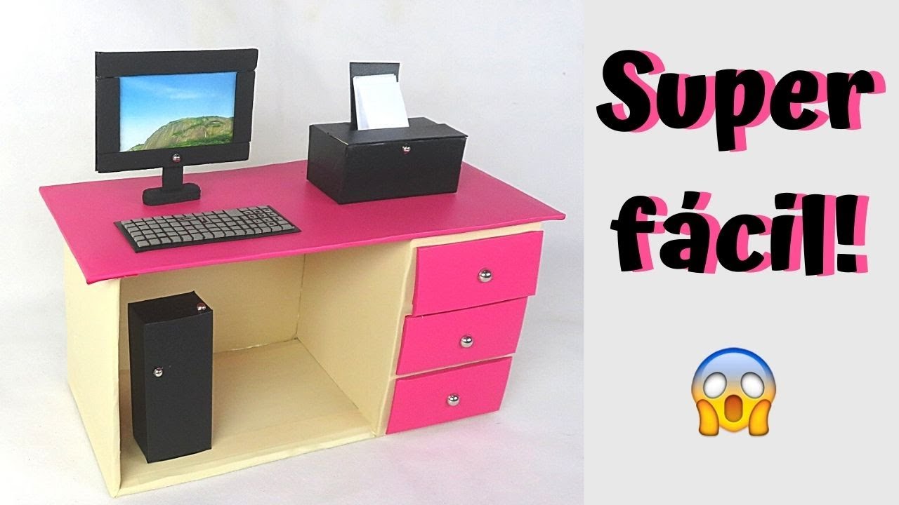 DIY mesa de computador para boneca Barbie (com monitor, teclado e impressora!) | Pricity