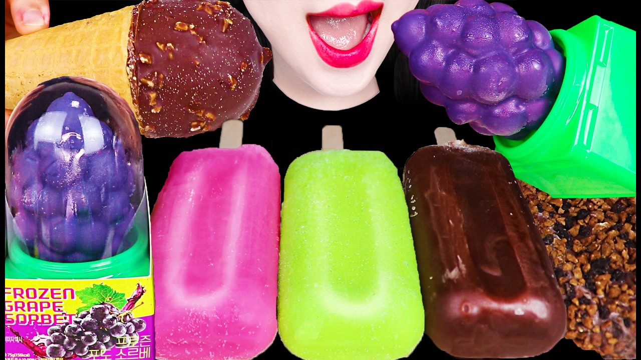 ASMR WINTER GRAPE ICE CREAM MARSHMALLOW 겨울 포도 아이스크림 먹방 MUKBANG, EATING