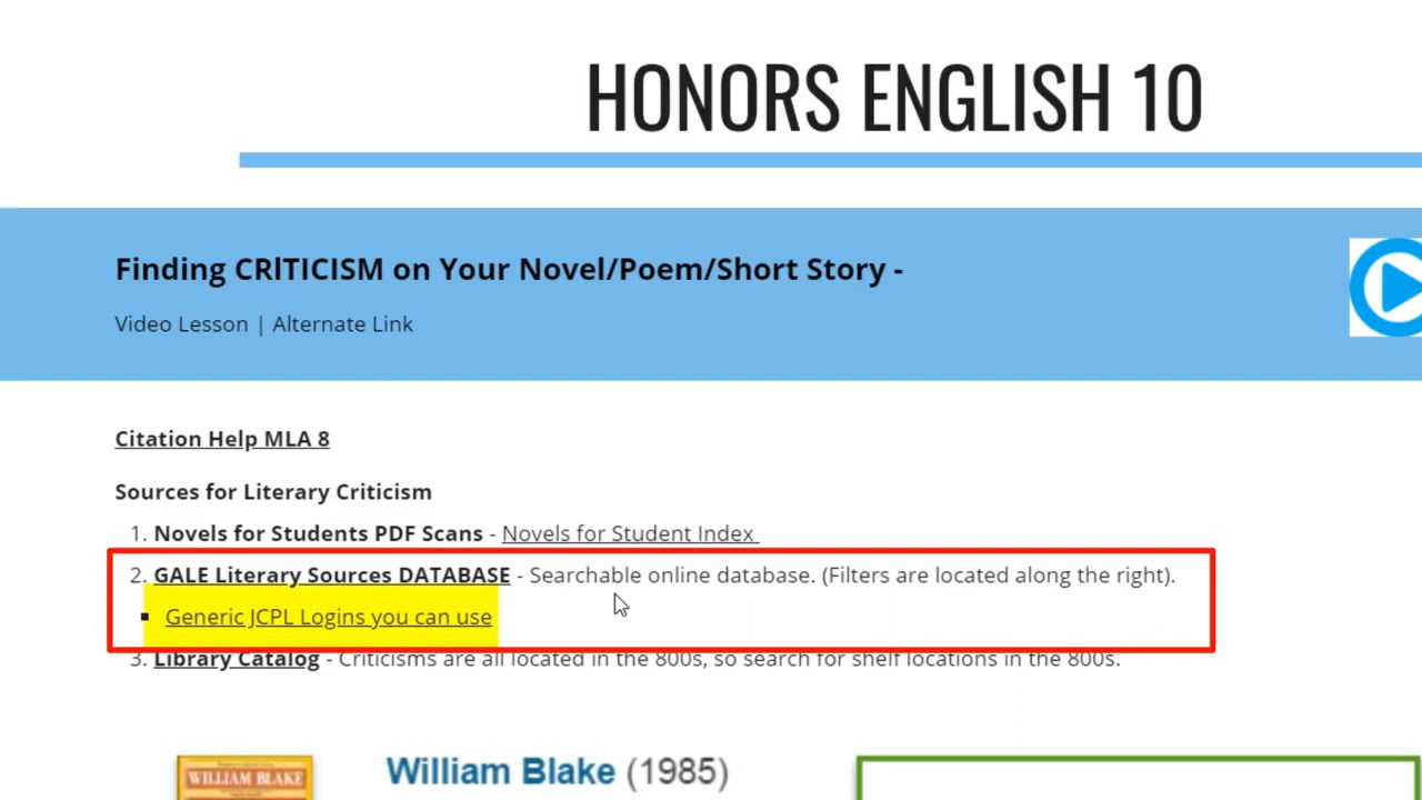 Honors English 10 Research Lesson 2021 Criticisms