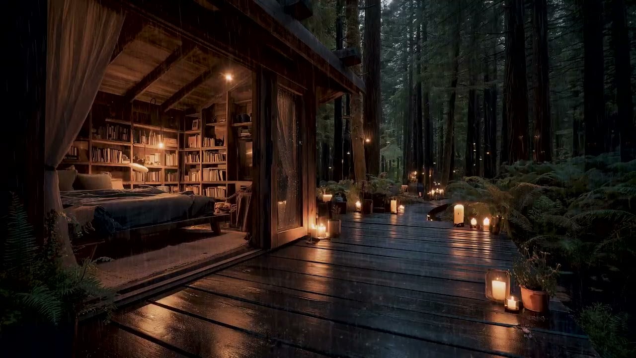 Forest Rainstorm at Night 🌧 Cozy Cabin Sleep Sounds for Deep Rest & Relaxation