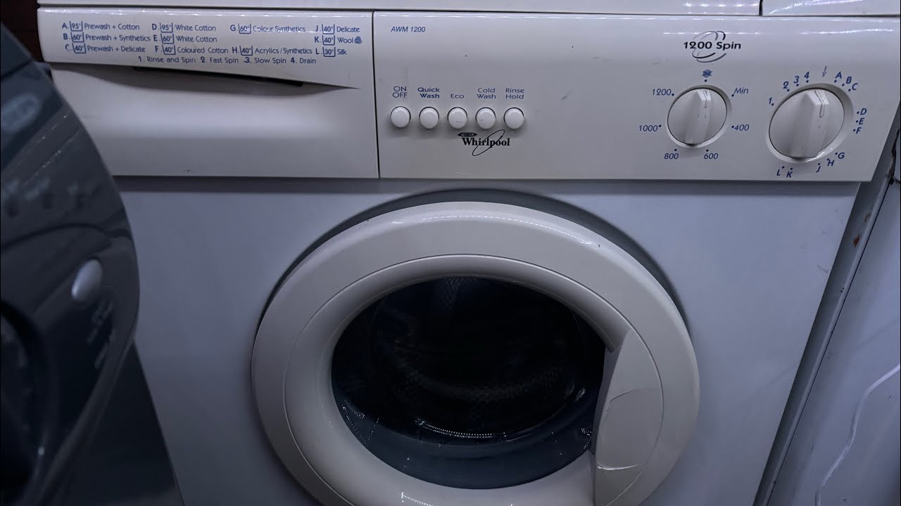 Full wash cycle whirlpool AWM1200 program E 60 degrees white cotton with quick wash