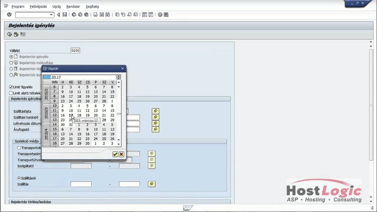 HostLogic SAP-EKAER megoldás v2.0 demo HD