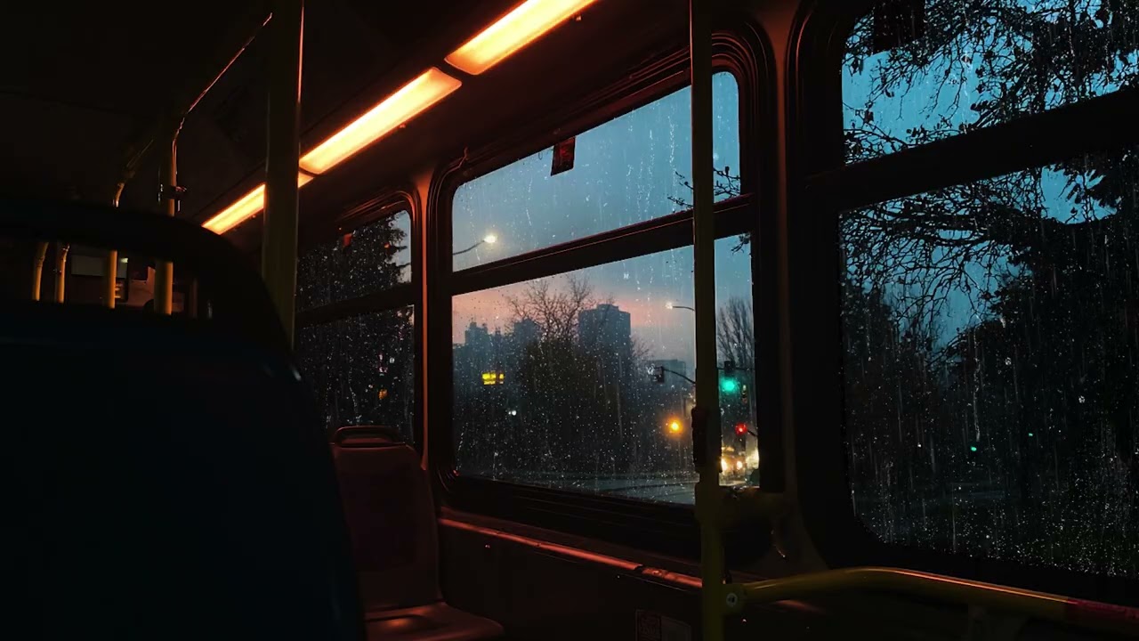 Rain on a Bus Window 🌧️ Calm Travel Ambience for Deep Focus, Sleep & Relaxation
