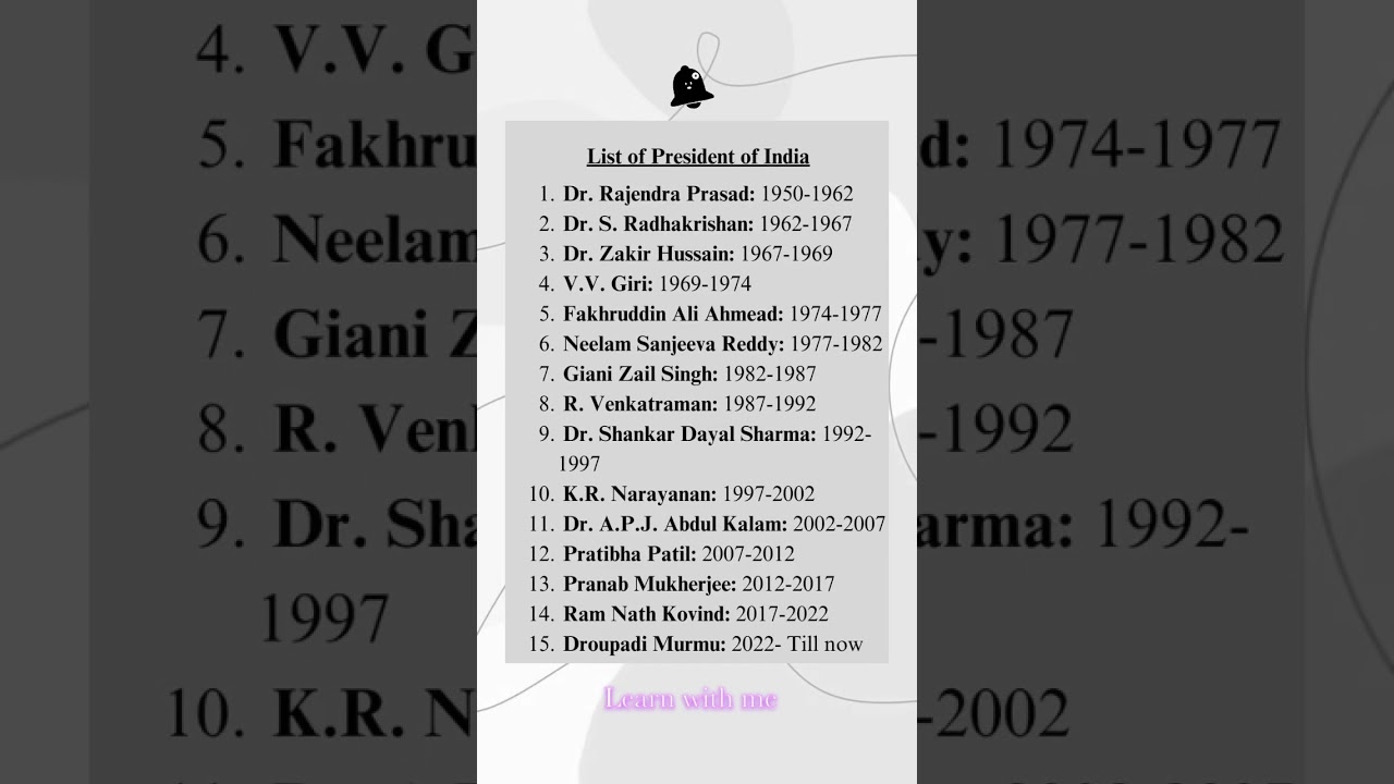 Who is the 1 to 15 President of India? Do you know the list of president of india ? #gk #fyp