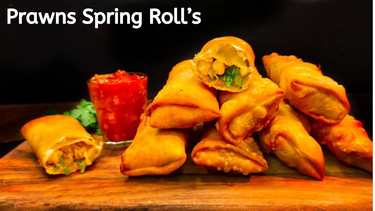 Crispy Prawns Spring Roll Recipe | Prawns Spring Roll Recipe in Hindi | Shrimp Spring Roll #prawns