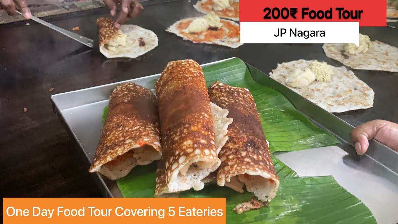 200₹ Food Tour | One day at JP Nagara Covering 5 Eateries | Breakfast, Lunch & Snacks | Monk Vlogs