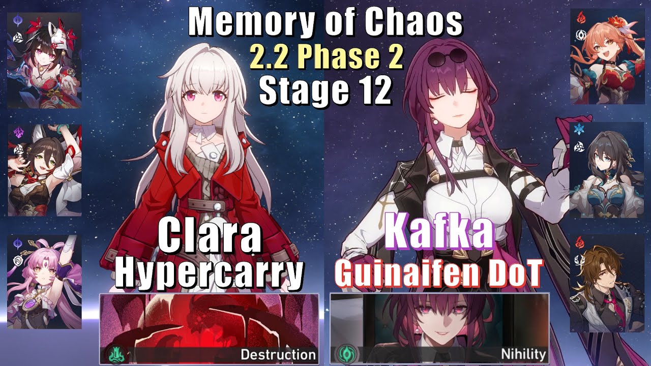 E0 Clara Hyper & E0 Kafka Guinaifen DoT | New Memory of Chaos 12 | 2.2.2 3 Stars | Honkai: Star Rail