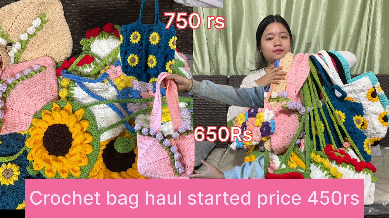Crochet bag haul started price 450rs only for order dm me in my Insta link in my description 