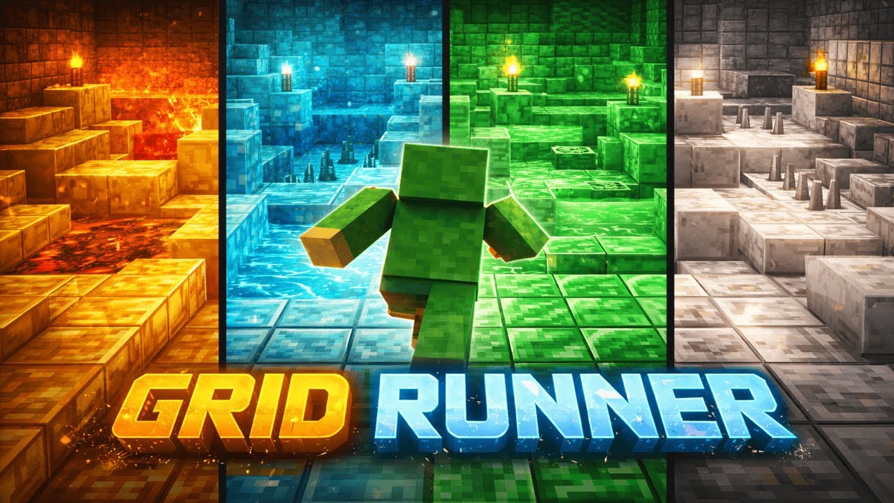 Minecraft Grid Runner | Gold, Diamond, Emerald & Iron Courses