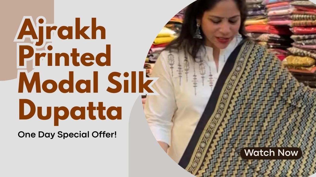 ✨ Ajrakh Printed Modal Silk Dupatta – One Day Special Offer! ✨
