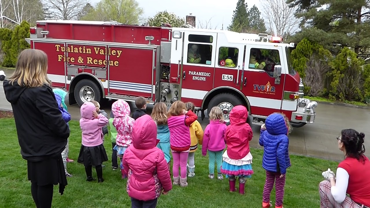 Firefighters get a call during our preschool visit!