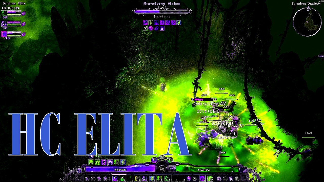 Grim Dawn - Rytualista 60lvl Vs. Dziki Totem i Starożytny Golem Akt 1 Hardcore Elita.