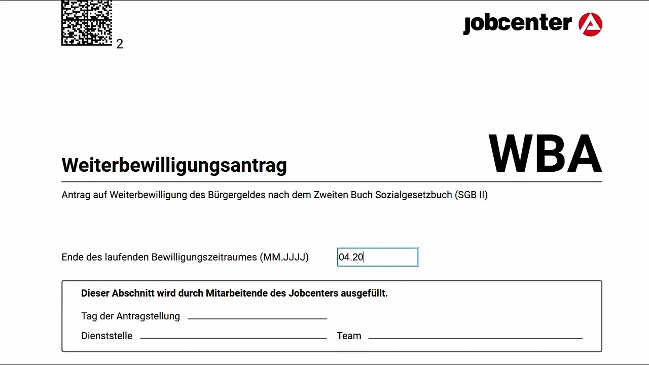 تعبئة الطلب الجديد للتمديد من الجوب سنتر (WBA)| Weiterbewilligungsantrag
