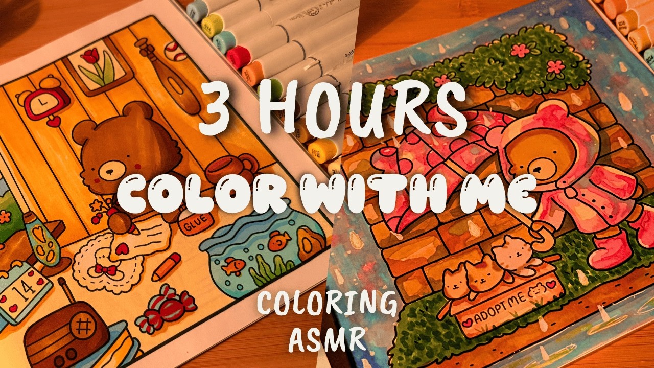 Ultimate 3 hrs Color with Me ASMR Relaxation😌🌸Cozy Friends | Coco Wyo Coloring Book | Ohuhu Markers