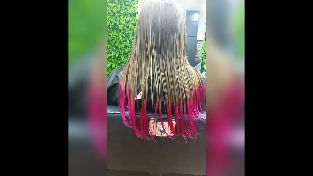 Passo a passo mechas coloridas de cor rosa 💖                      #cabelos #mechas #mechascoloridas