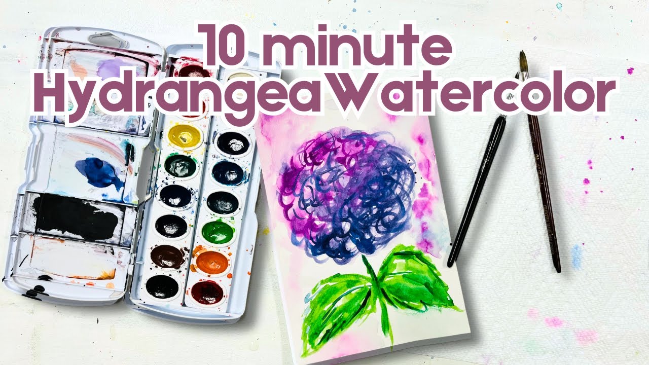 How to paint a watercolor hydrangea in less than 10 minutes!