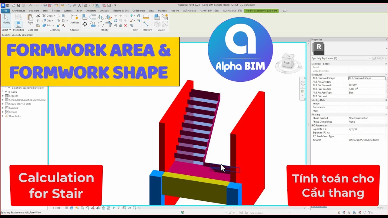 Calculate the Formwork Area & Draw the Formwork Shape | FULL VIDEO | ALPHA BIM | 2023