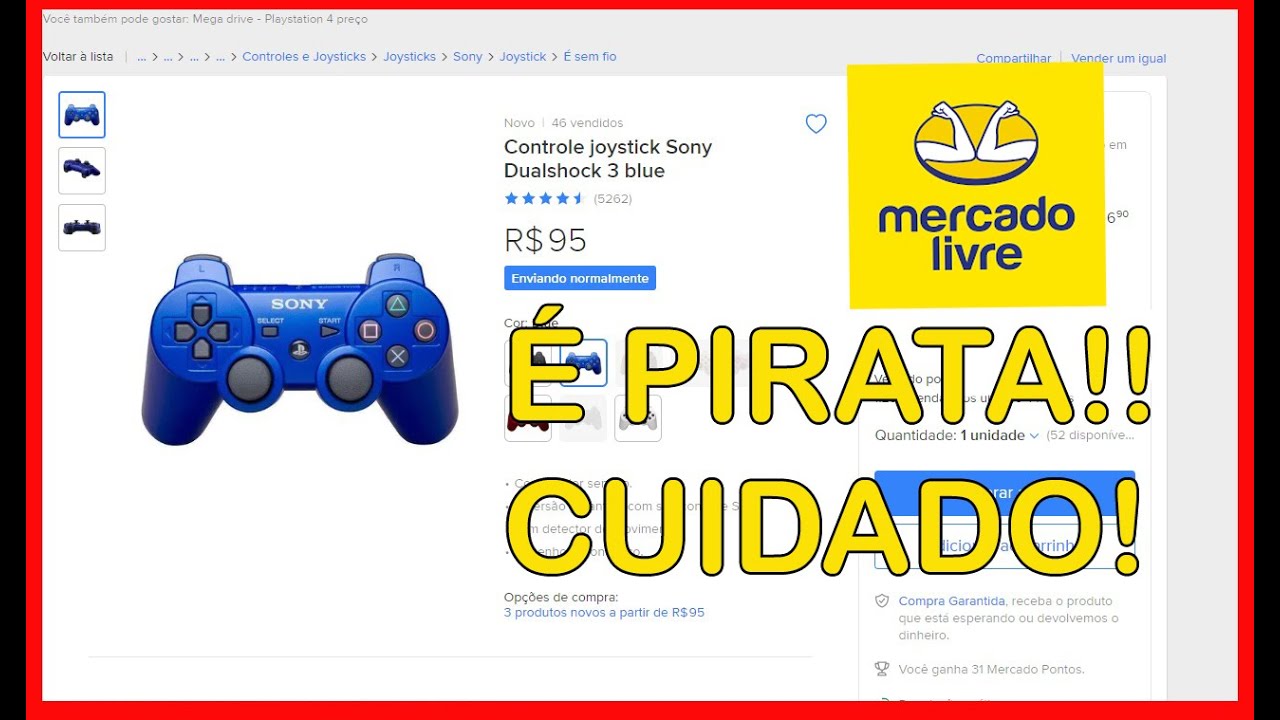 MERCADO LIVRE CONTROLES DE PS3 PIRATAS SENDO VENDIDOS COMO ORIGINAIS ENTENDA