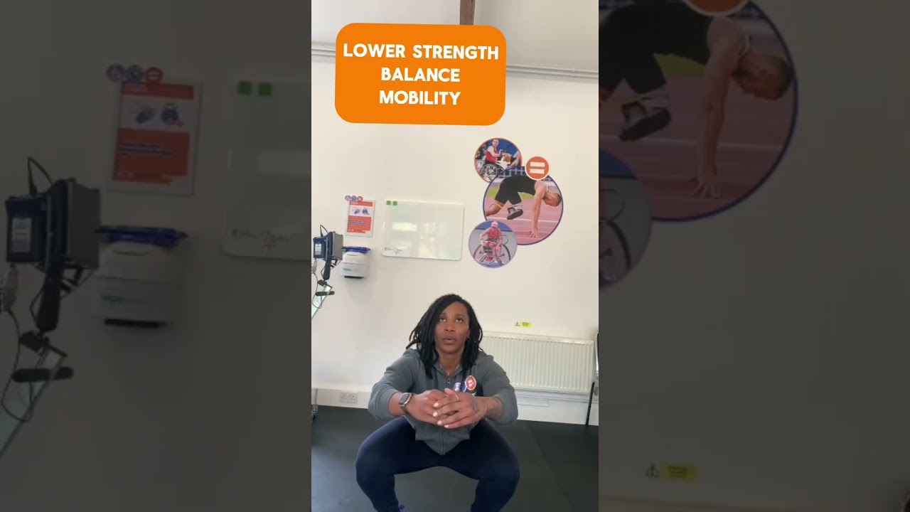 Bodyweight squats: Stand, lower, rise. Strengthen legs without equipment.