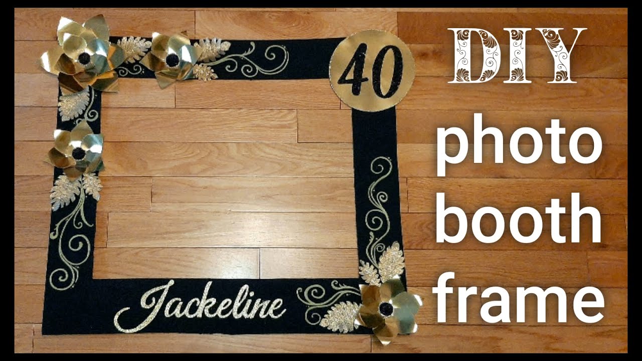 DIY Black and Gold photo booth frame/40th.Birthday photo booth frame with big flowers