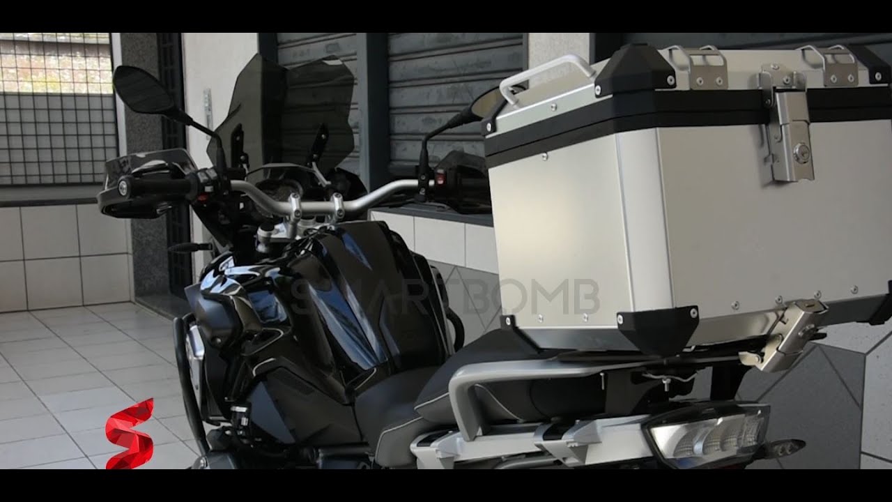 Bauletto baule in alluminio top box 43litri con piastra universale moto