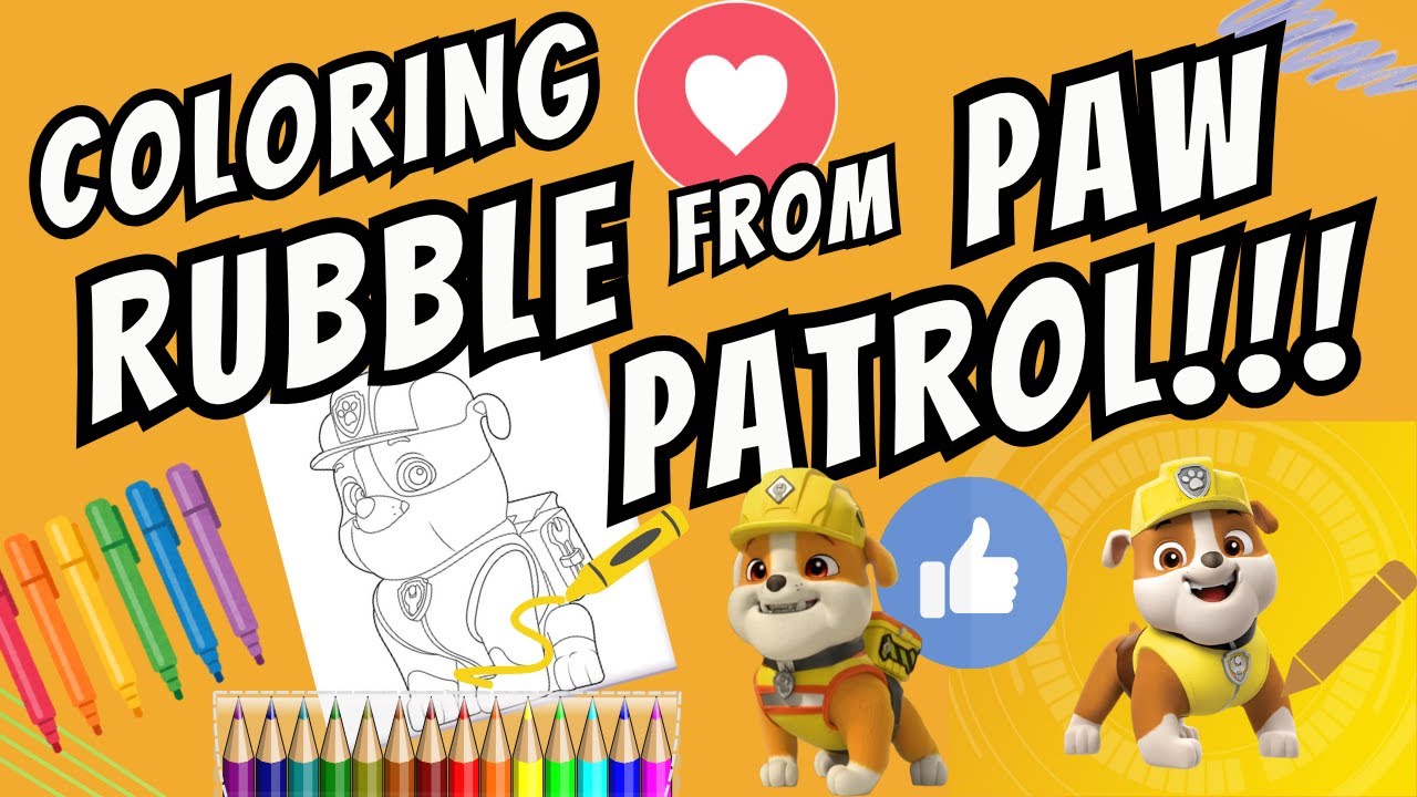 Coloring Rubble from PAW Patrol! | Fun Kids Coloring Video